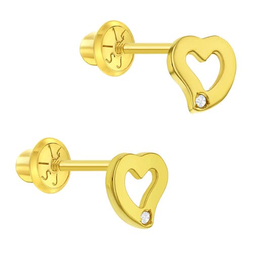 In Season Jewelry 14k Genuine Diamond Heart Earrings In Gold