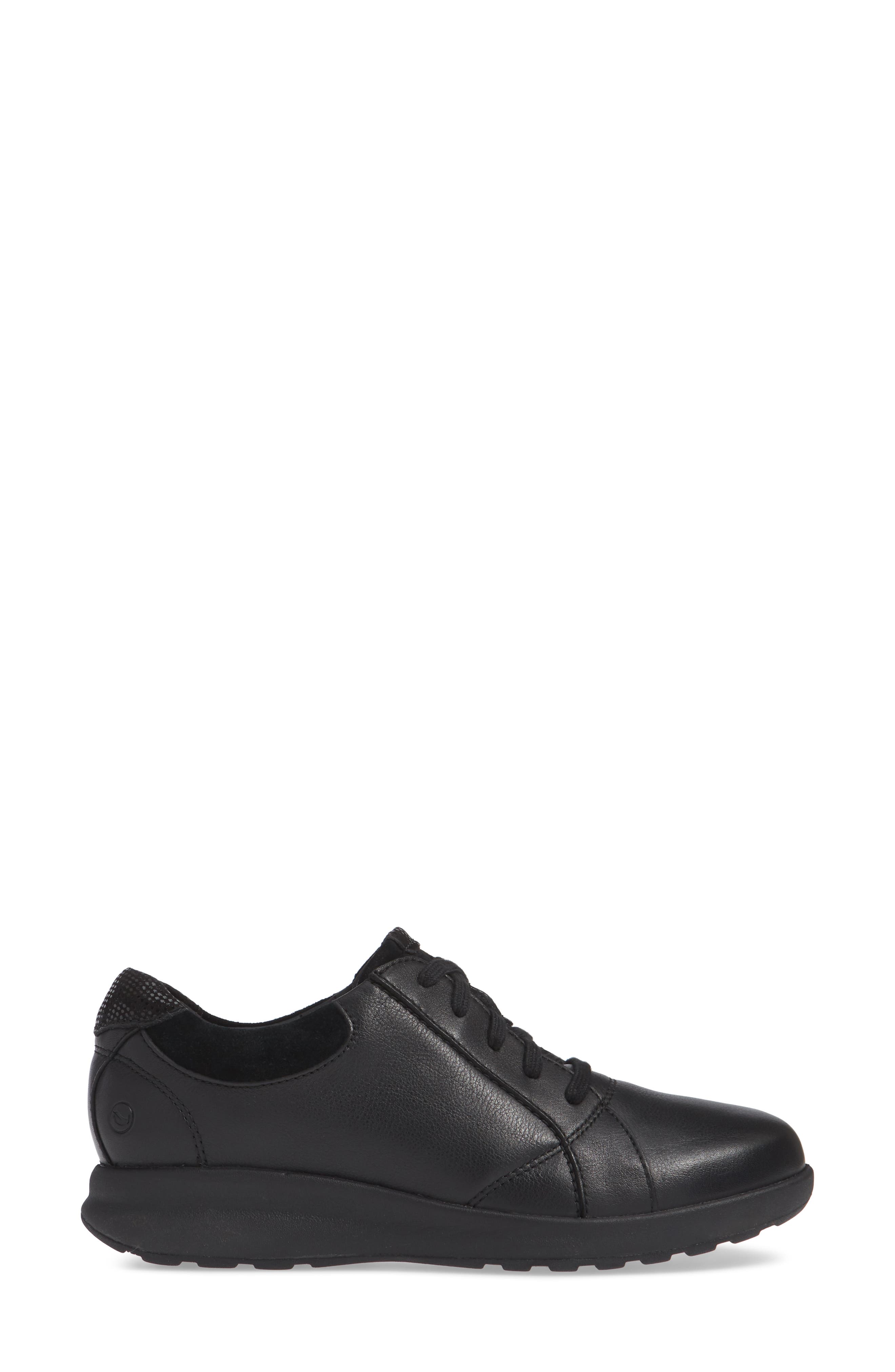 UnAdorn Lace-Up Sneaker, Alternate, color, BLACK LEATHER