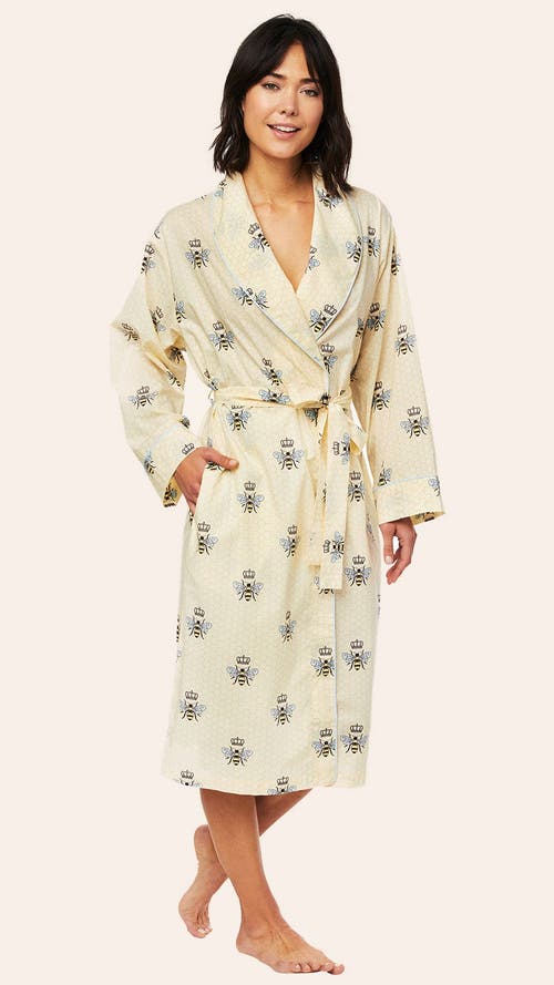 The Cat's Pajamas Flannel Shawl Collar Robe In Nude
