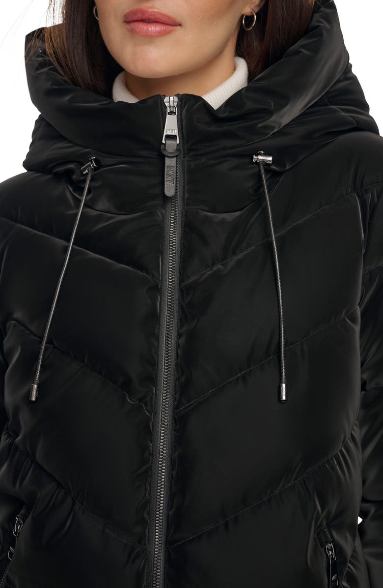 DKNY Water Resistant Faux Fur Lined Hood Puffer Jacket, Alternate, color, 