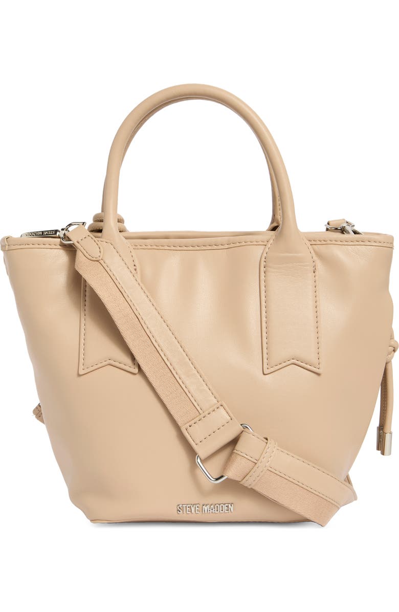 Steve Madden Bgene Woven Satchel Bag, Alternate, color, Chalk / Stone