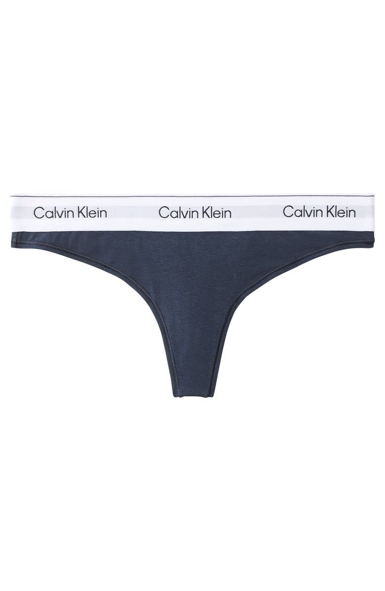 Calvin Klein Icon Cotton Blend Thong, Alternate, color, Speakeasy