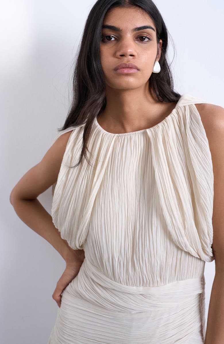 Topshop Drape Shoulders Pleated Minidress, Alternate, color,