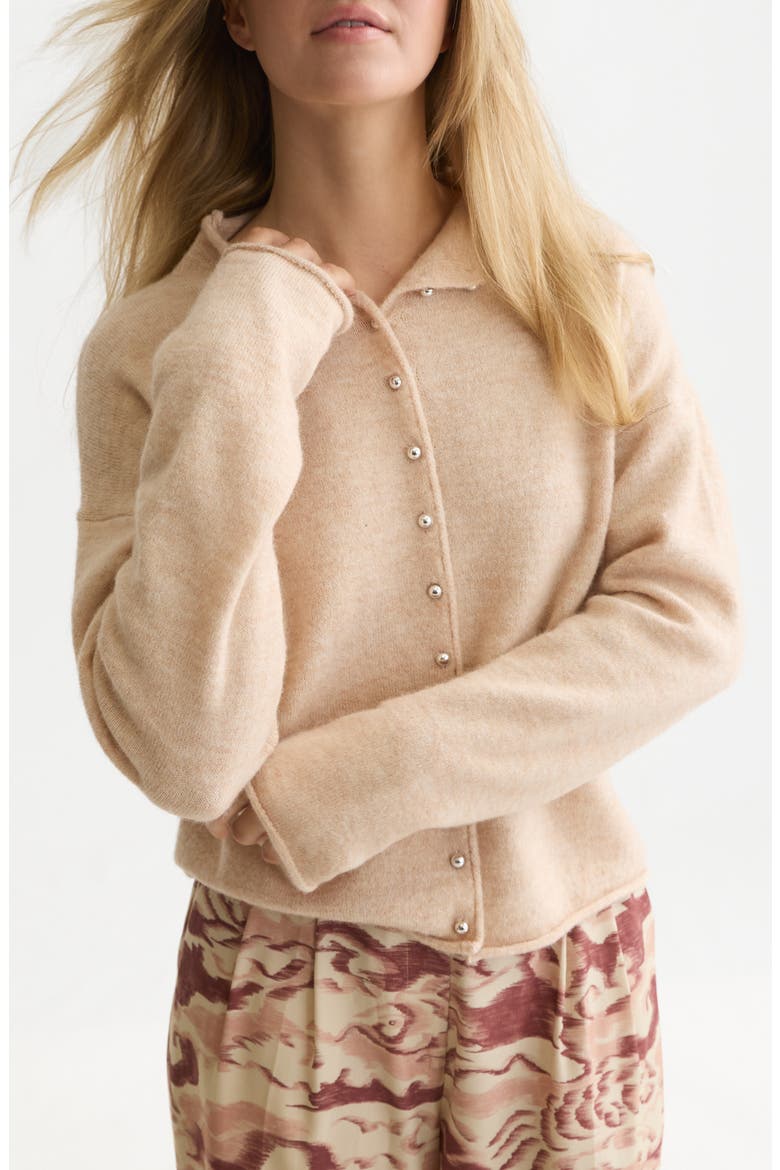 Fuzzy Funnel Neck Cardigan, Main, color, SHIFTING SAND MELANGE