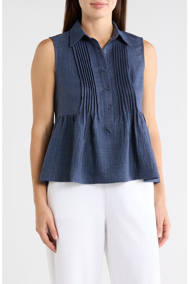 Sleeveless Peplum Top, Main, color, INDIGO