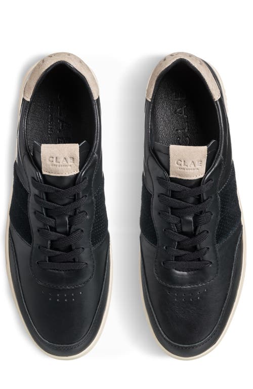 Clae Davis Perforated Low Top Sneaker In Black Leather Cashmere