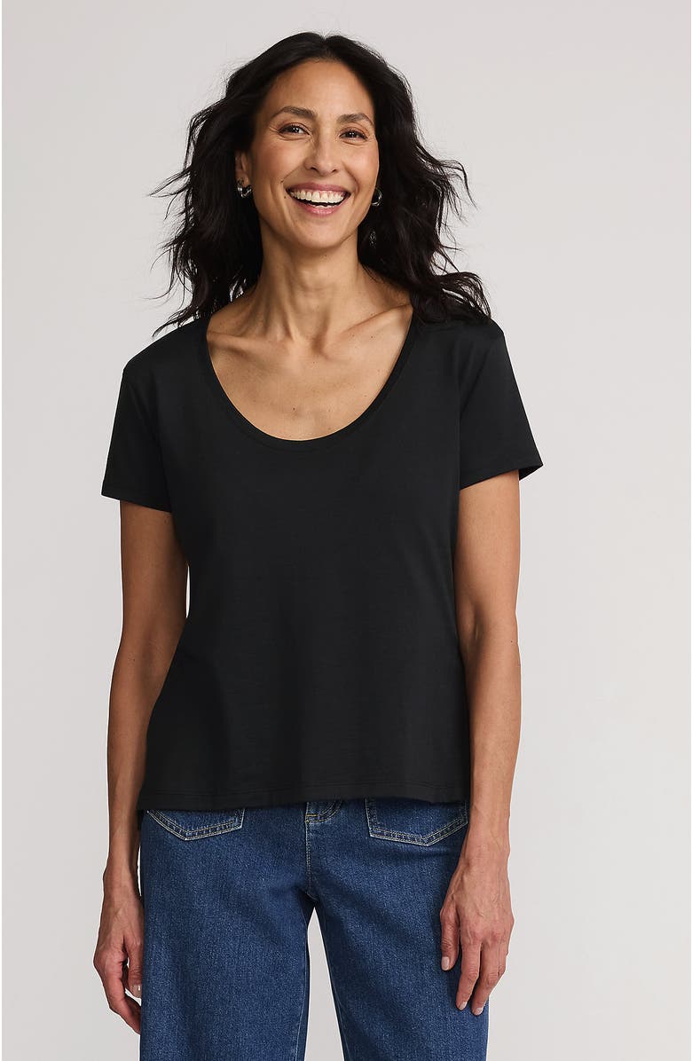 Lands' End Supima Cotton Short Sleeve Scoop Neck Tee, Main, color, Black