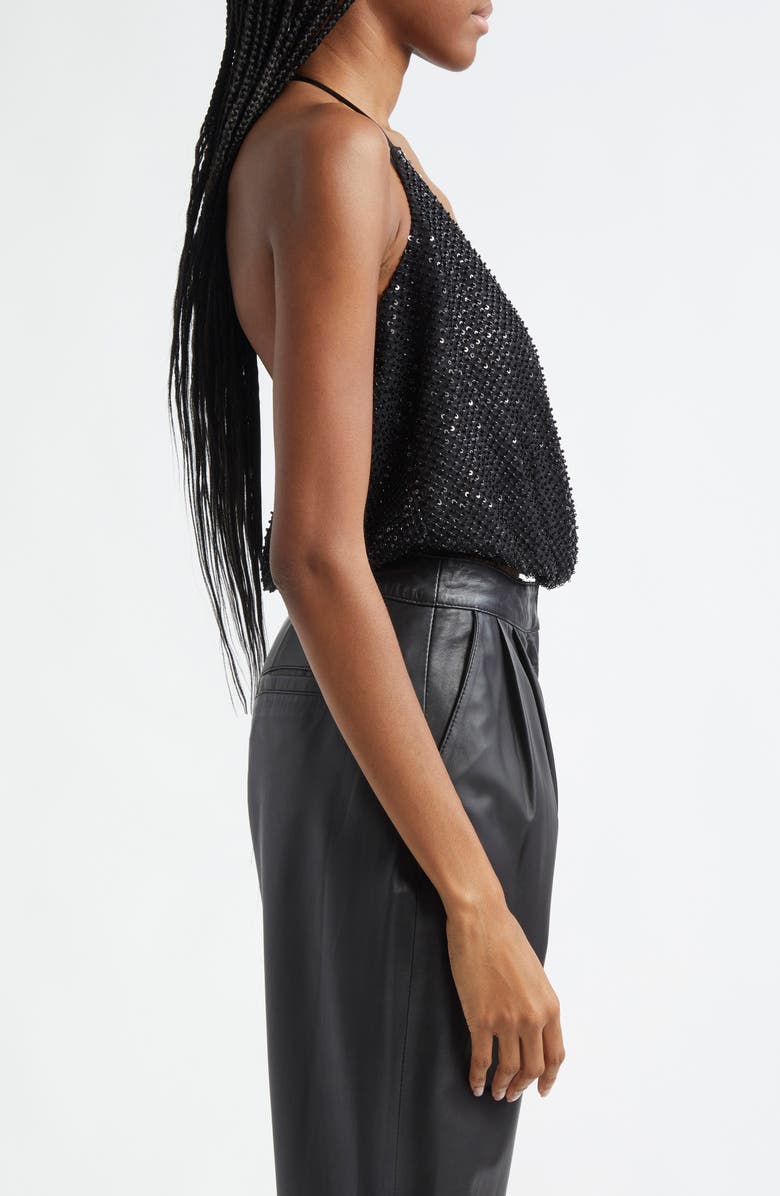Ramy Brook Sullivan Sequin Halter Tank, Alternate, color, Black Beaded Mesh