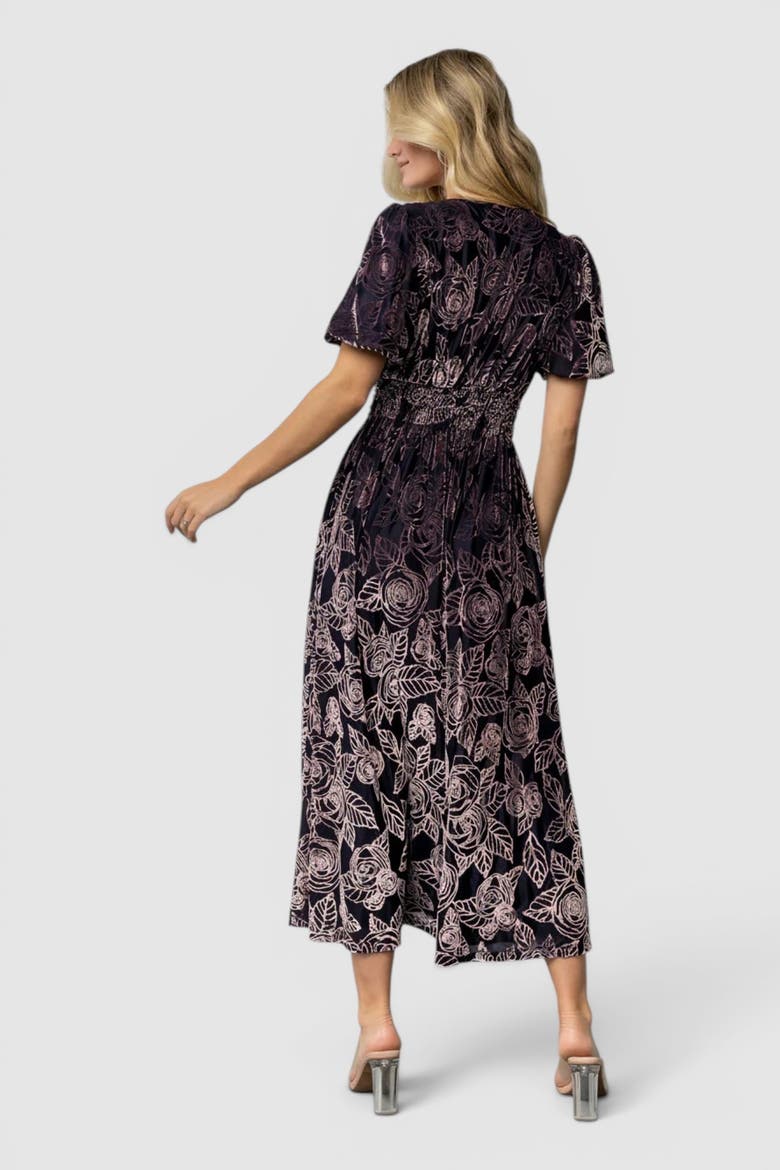 Dahlia Velvet Dress, Alternate, color, Indigo + Purple Floral