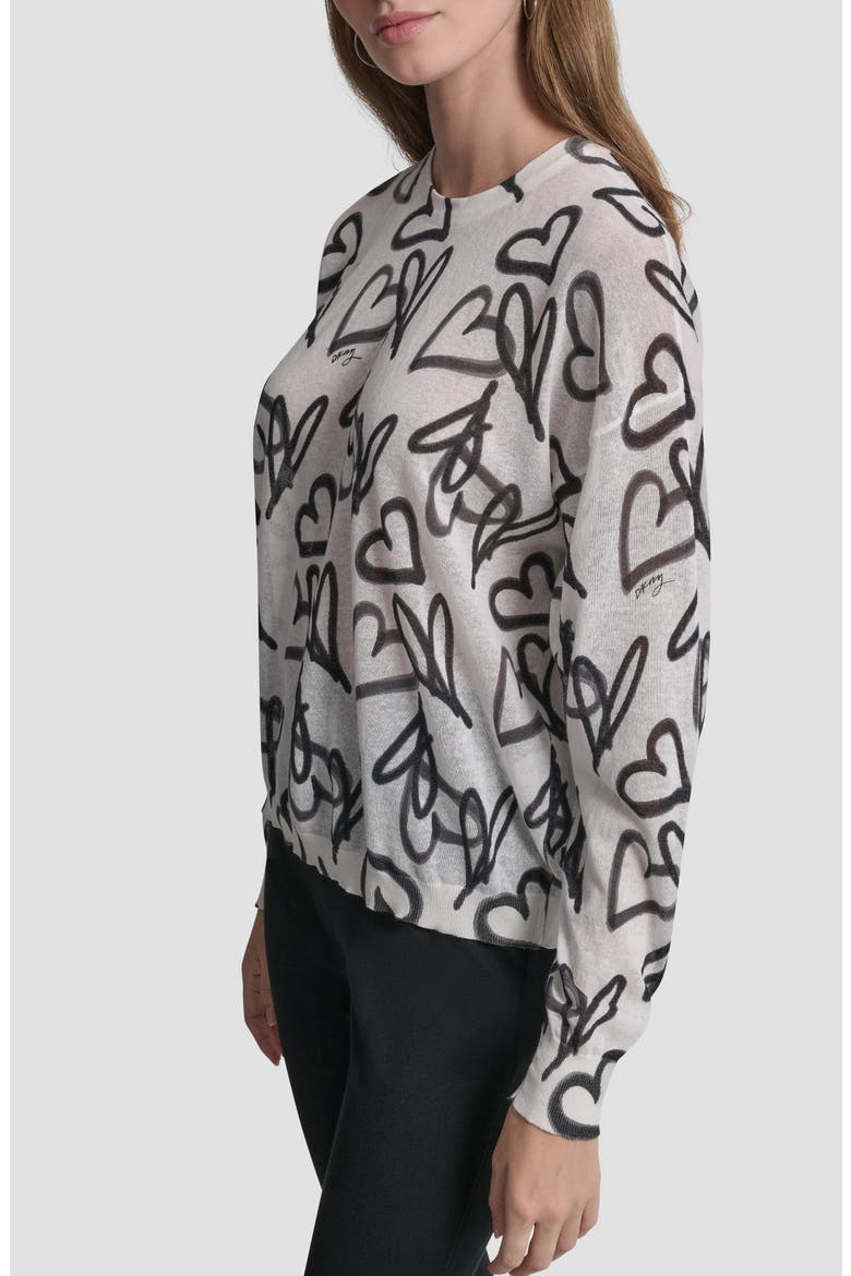 Lightweight Graffiti Heart Print Sweater, Alternate, color, IVORY GRAFFITI HEART