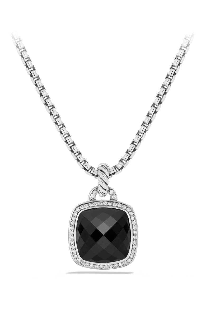 'Albion' Pendant with Semiprecious Stone and Diamonds, Alternate, color, BLACK ONYX