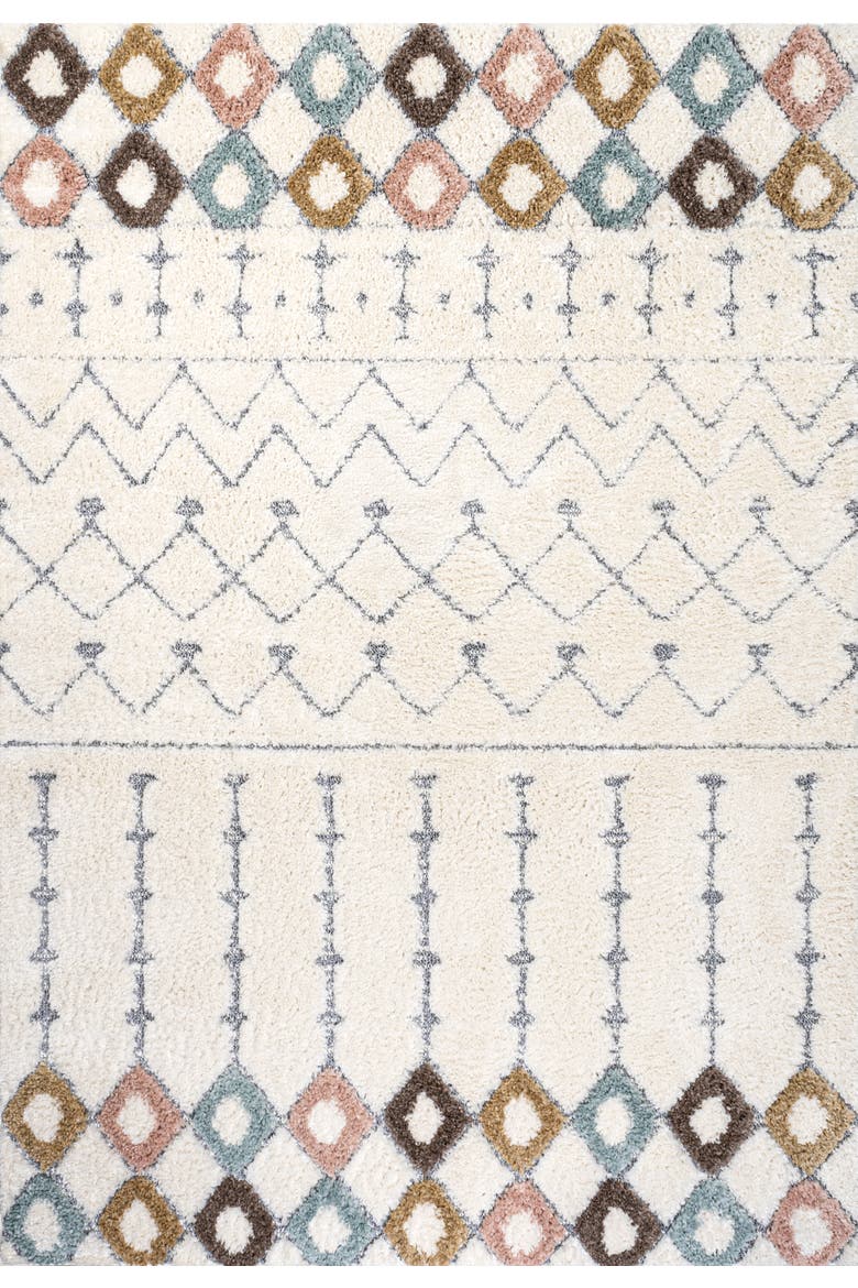 Pia Moroccan Trellis Plush Carved Area Rug, Main, color, Multi/Cream
