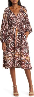Tommy Bahama Zen Zebra Long Sleeve Midi Dress