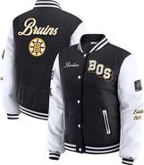 WEAR by Erin Andrews Women's WEAR by Erin Andrews Black/White Boston Bruins Varsity Full-Snap Puffer Jacket