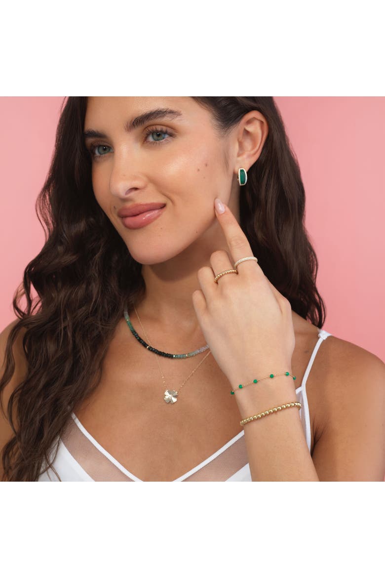 Malachite CZ Oval Hoop Earrings, Alternate, color, Malachite