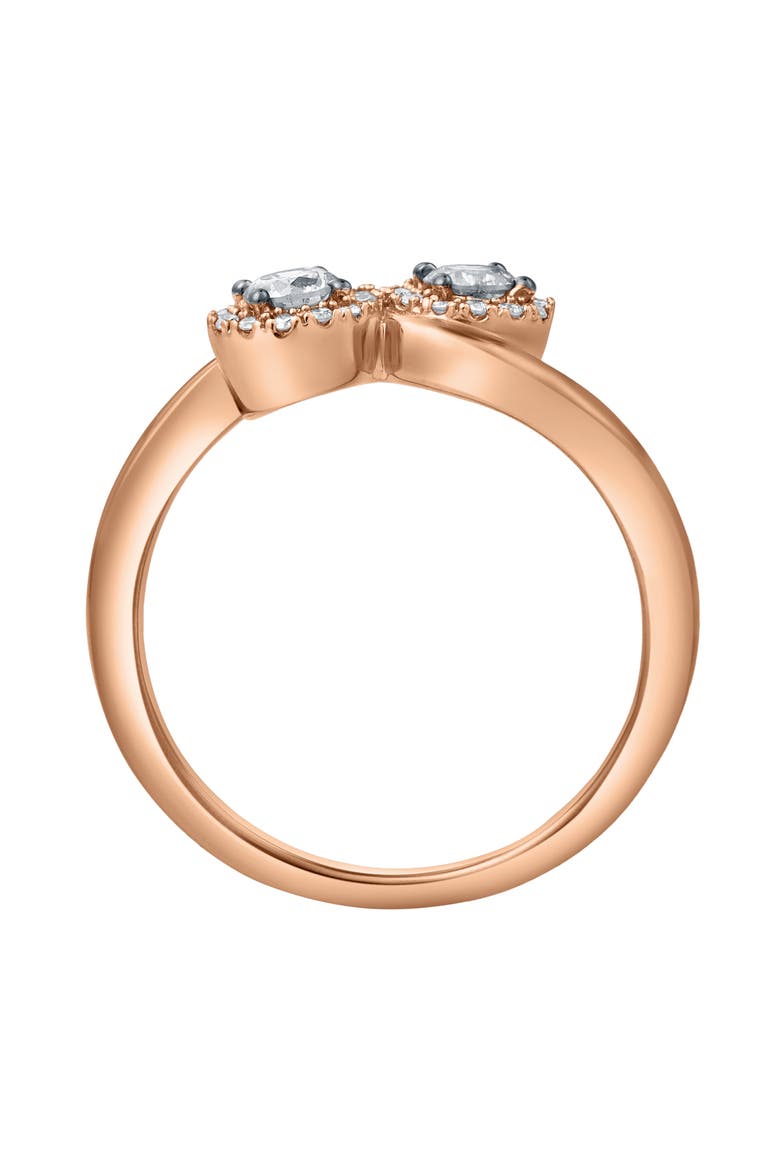 Rosalita 0.50 Cts Natural Diamond Toi et Moi Halo 14K Gold Ring, Alternate, color, 14K Rose Gold
