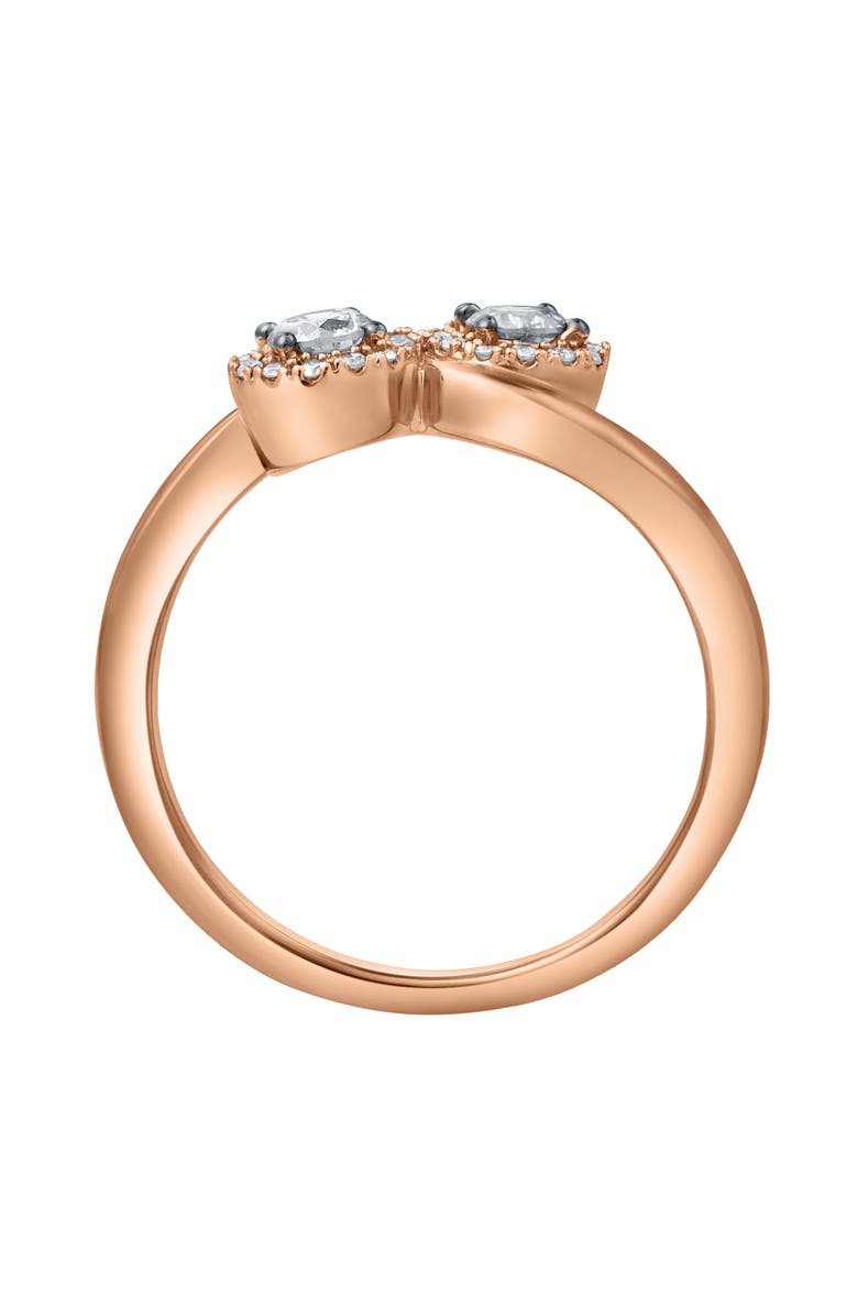 LuvMyJewelry Rosalita 0.50 Cts Natural Diamond Toi et Moi Halo 14K Gold Ring, Alternate, color, 14K Rose Gold