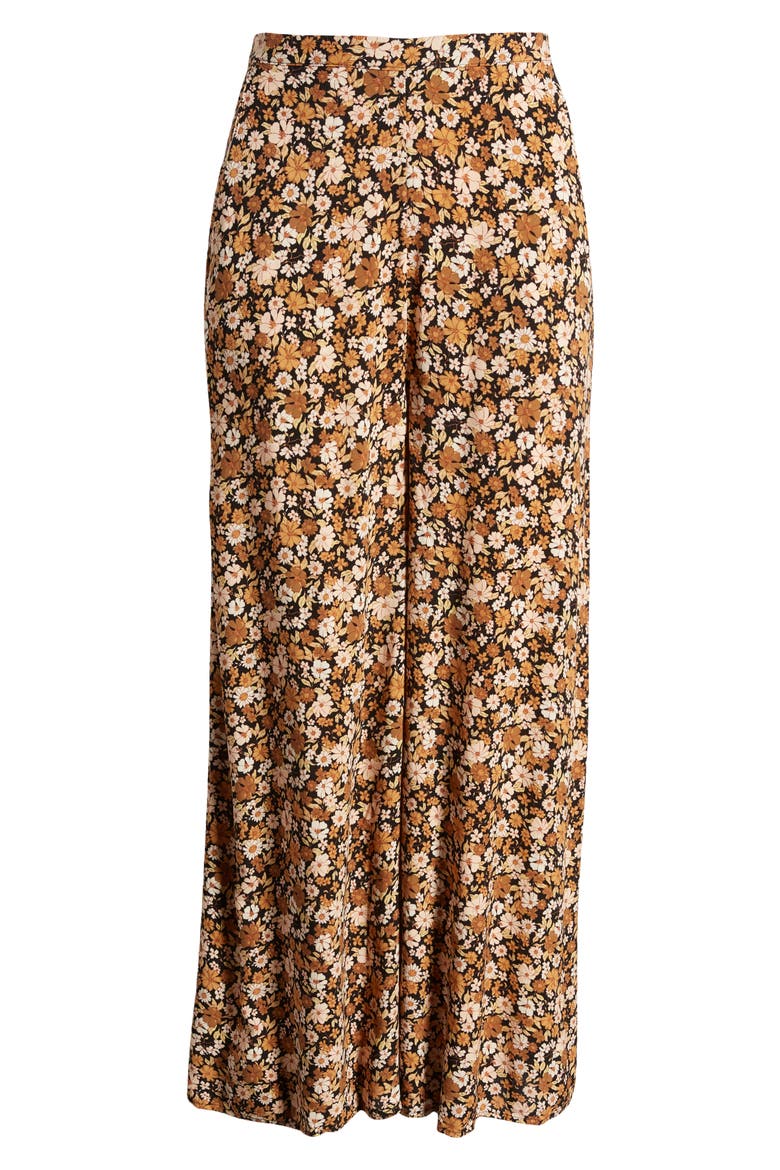 Sea of Dreams Floral Print Wide Leg Pants, Alternate, color, BROWN
