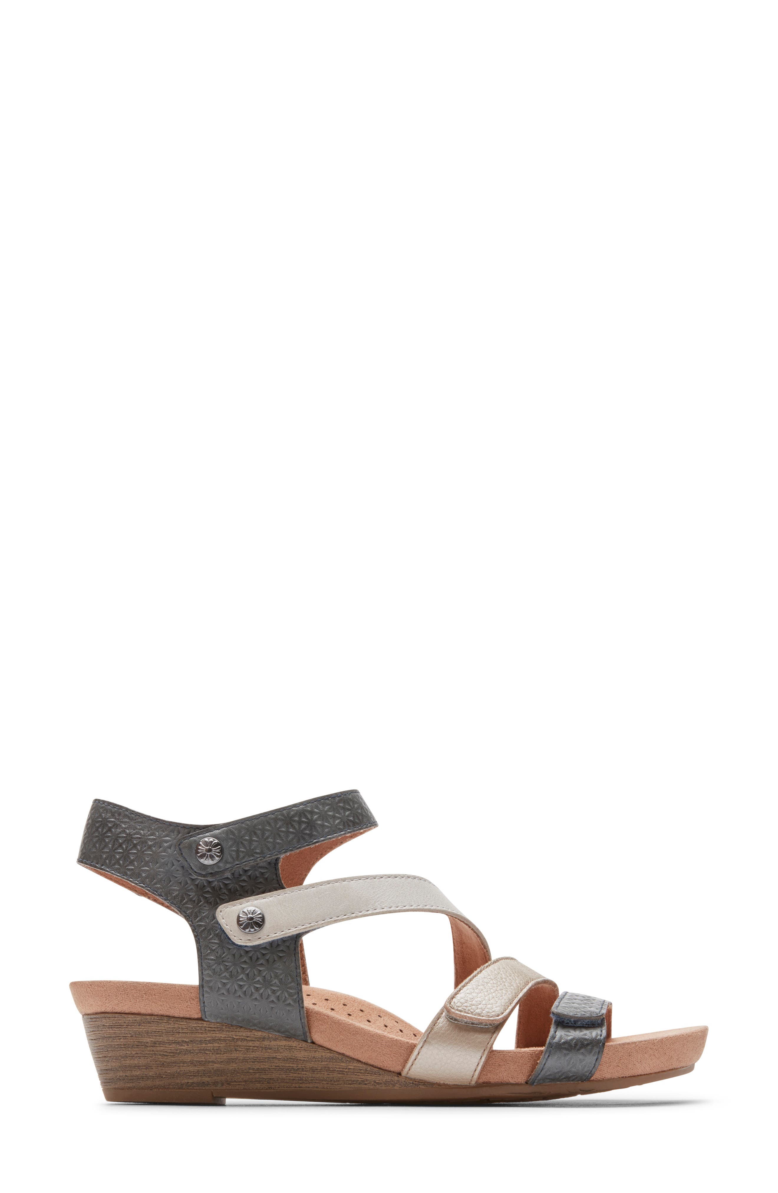 Hollywood Wedge Sandal, Alternate, color, NAVY/ RED