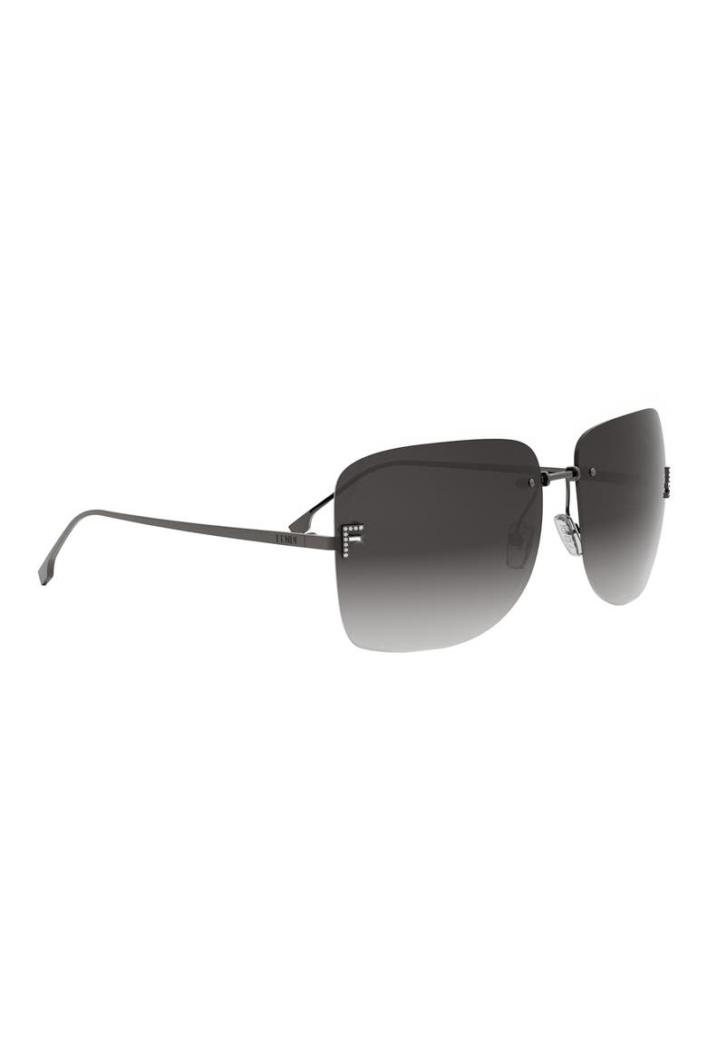 'Fendi First 65mm Oversize Square Sunglasses, Alternate, color, SHINY LIGHT RUTHENIUM / ROVIEX