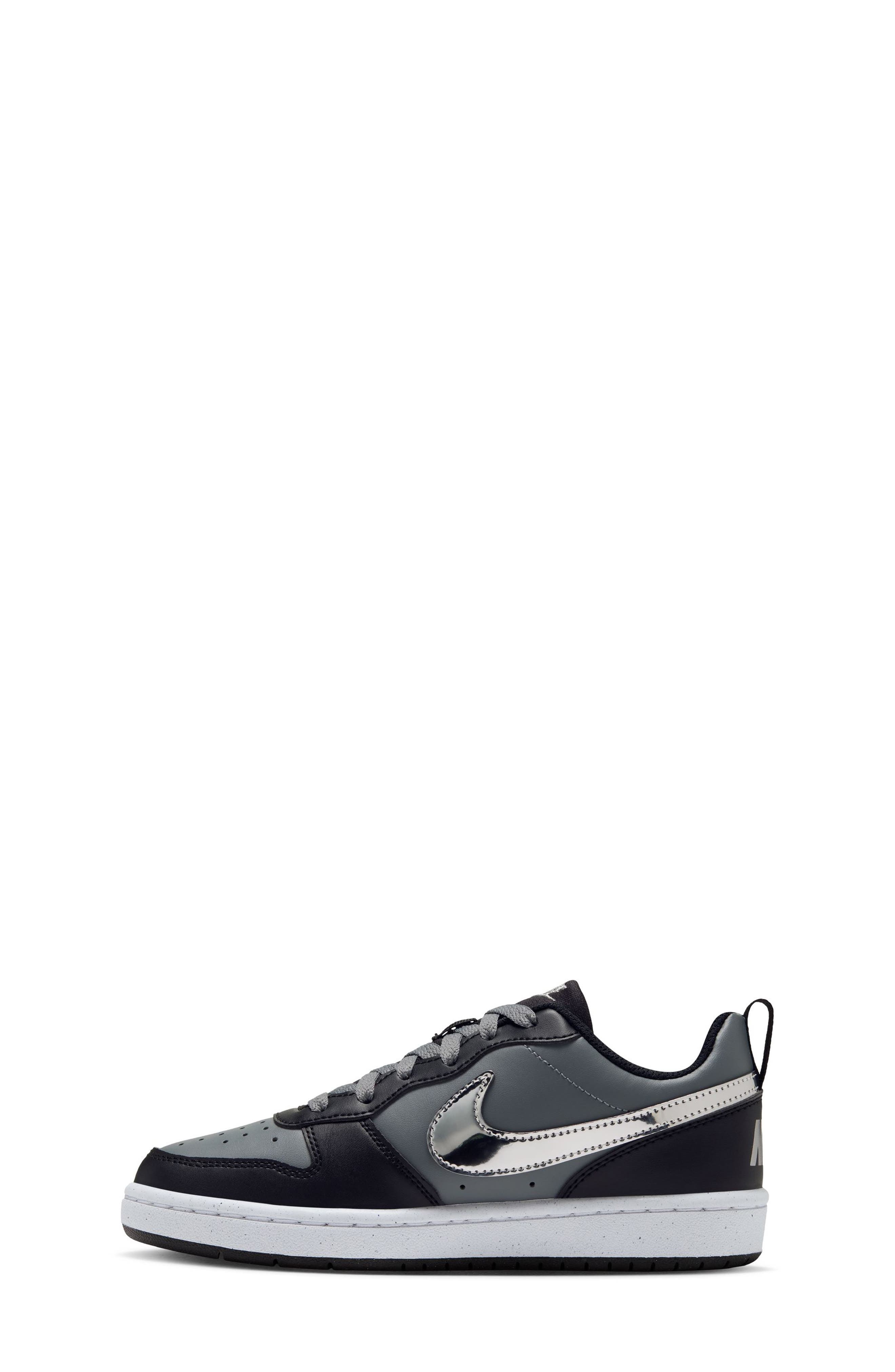 Kids' Court Borough Low Shine Sneaker, Alternate, color, BLACK/ METALLIC SILVER/ GREY