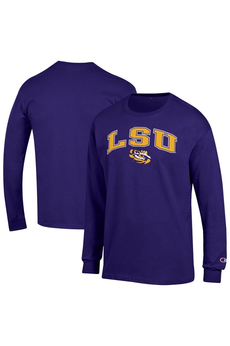 Men's Champion  Purple LSU Tigers Arch Over Logo Long Sleeve T-Shirt, Main, color, Purple
