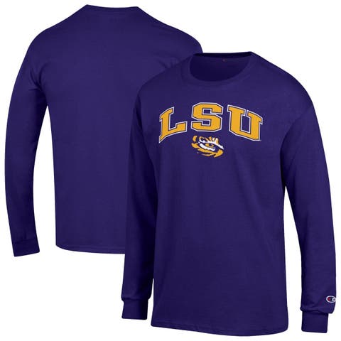 Men's Champion  Purple LSU Tigers Arch Over Logo Long Sleeve T-Shirt