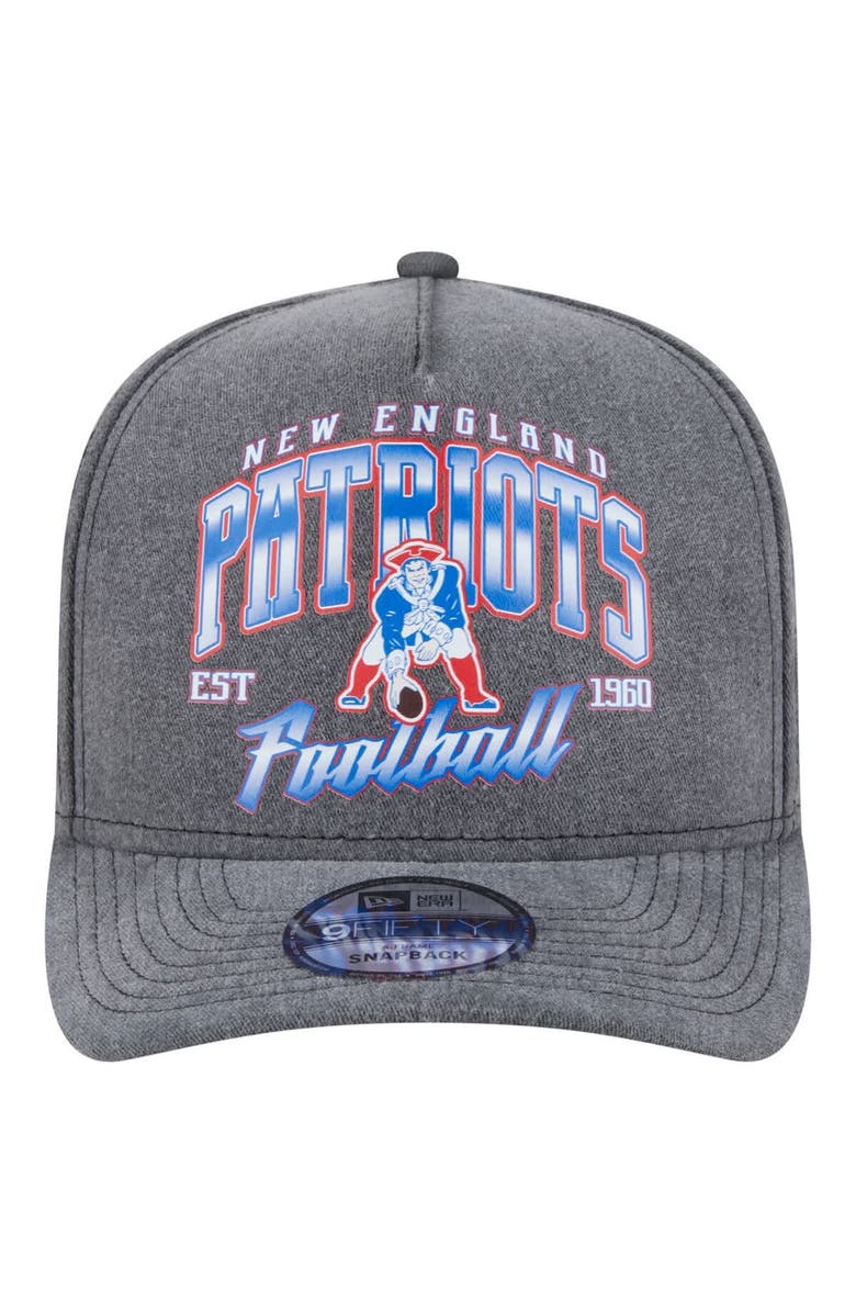 New Era Men's New Era  Black New England Patriots Throwback Washed A-Frame 9FIFTY Snapback Hat, Alternate, color, 