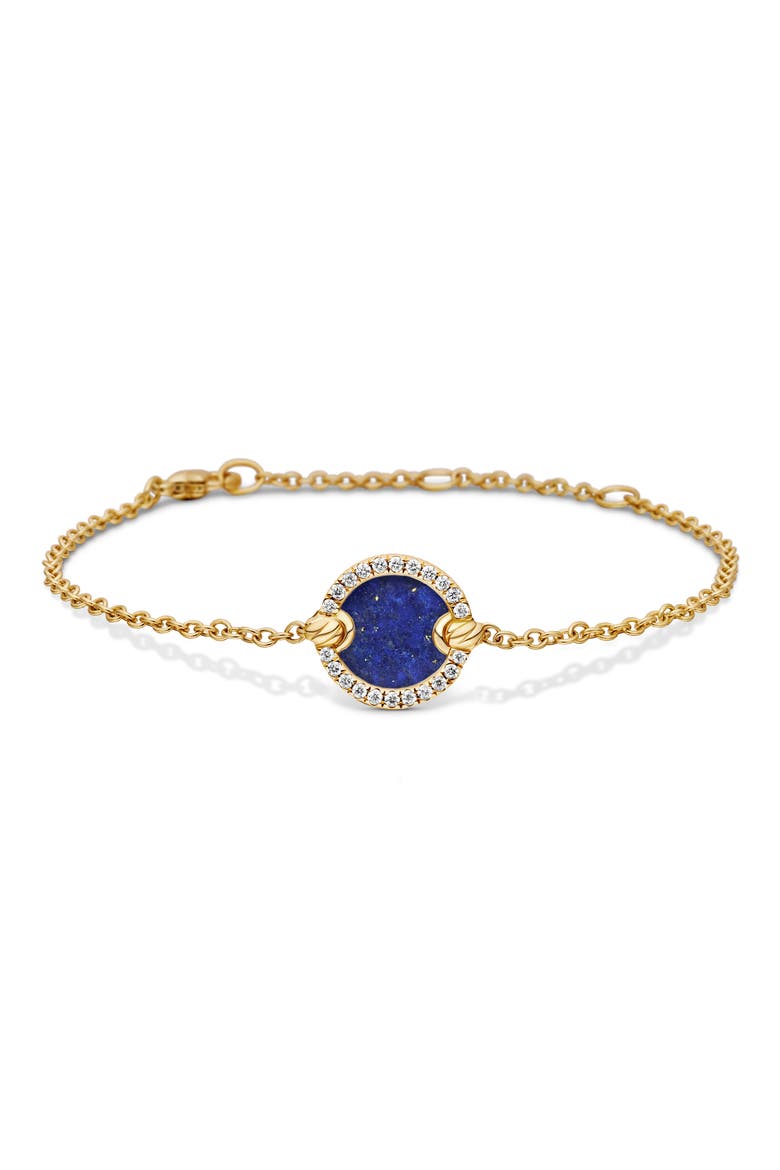 Petite Elements Center Station Chain Bracelet with Semiprecious Stone & Diamonds, Main, color, 18K YELLOW GOLD