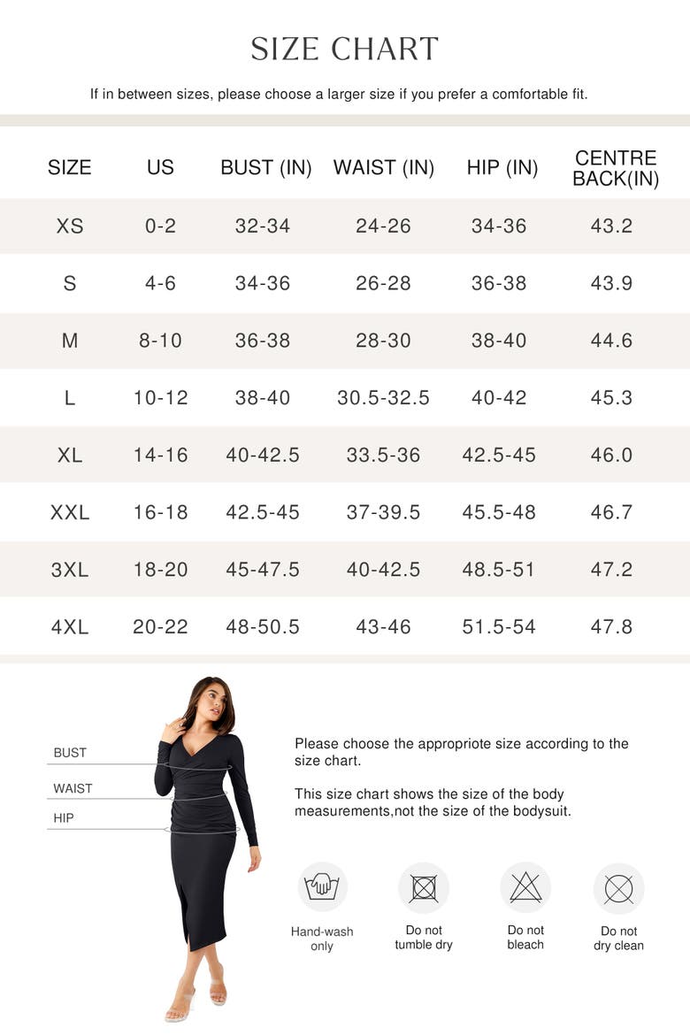 Shapewear Ruched Long Sleeve Faux Wrap Slimming Midi Dress, Alternate, color, Midnight Black