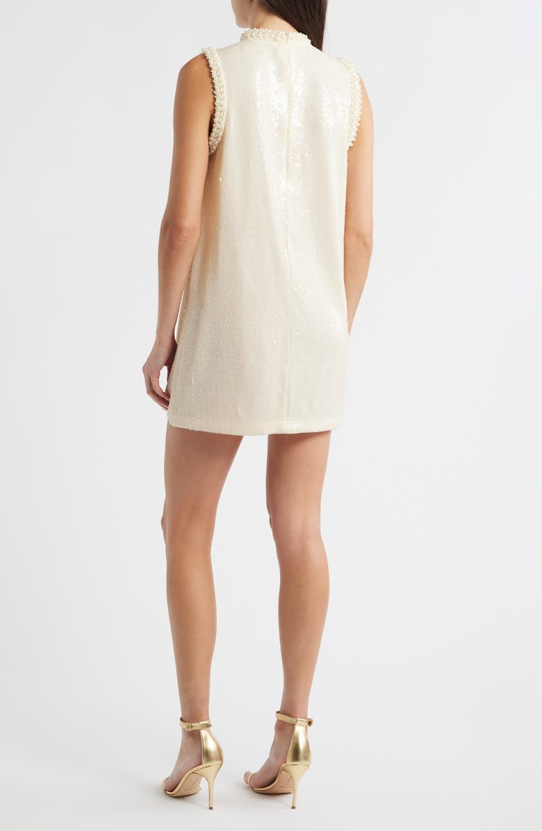 French Connection Sadie Sequin & Beaded Sweater Minidress, Alternate, color, Porcelain Cream
