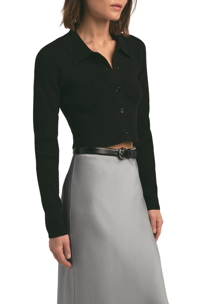 Favorite Daughter The Piper Rib Jersey Crop Button-Up Shirt, Alternate, color, 