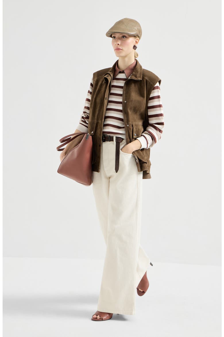 Cotton striped sweater, Alternate, color, Orange