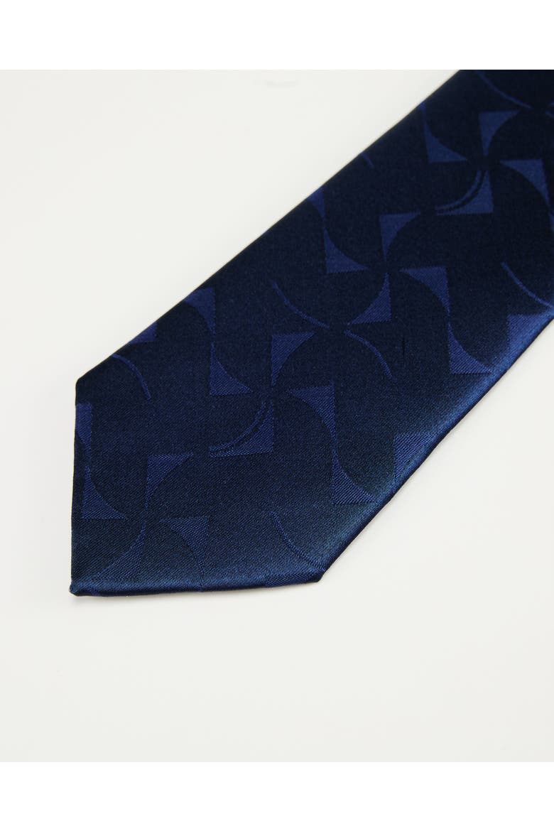 Pinwheel Silk Jacquard Tie, Alternate, color, Navy