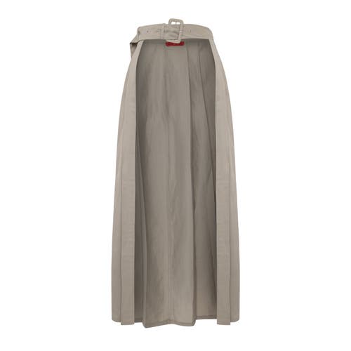Pcfg Linen Blend Shiny Woven Skirt In Brown