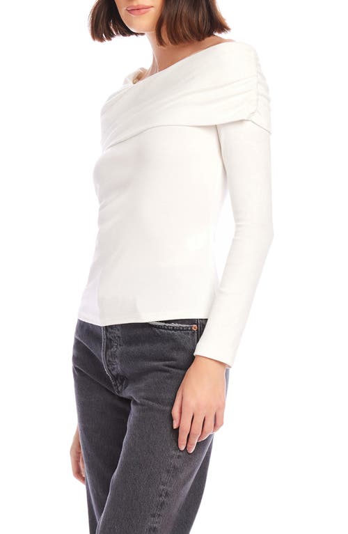 Shop Fifteen Twenty Asymmetric One-shoulder Stretch Cotton Blend Long Sleeve Top In Cream
