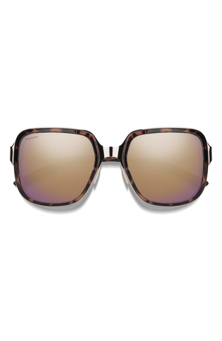 Smith Aveline 55mm ChromaPop<sup>™</sup> Polarized Square Sunglasses, Main, color, Tortoise Rose / Rose Gold