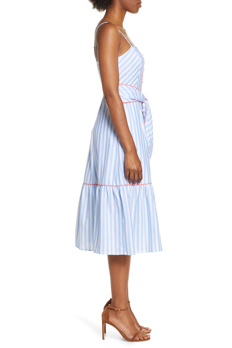 Stripe Piped Cotton Sundress, Alternate, color, BLUE/ WHITE