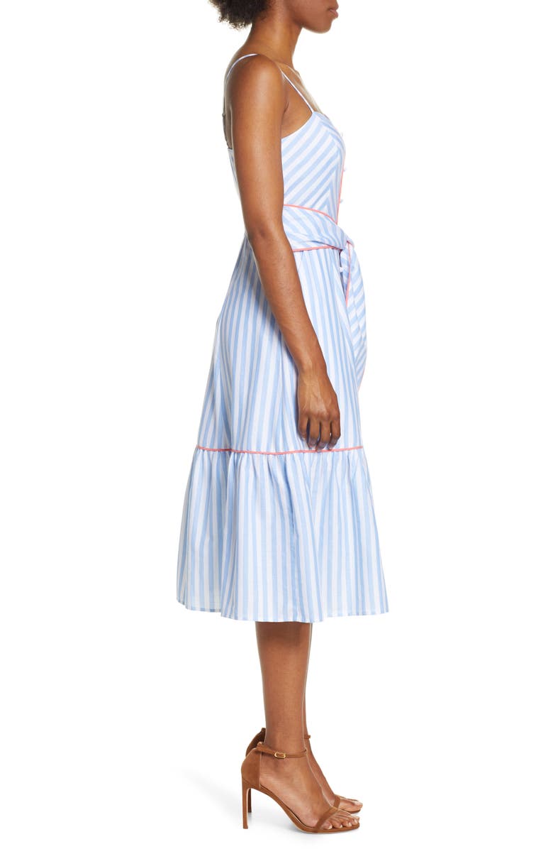 Eliza J Stripe Piped Cotton Sundress, Alternate, color, 