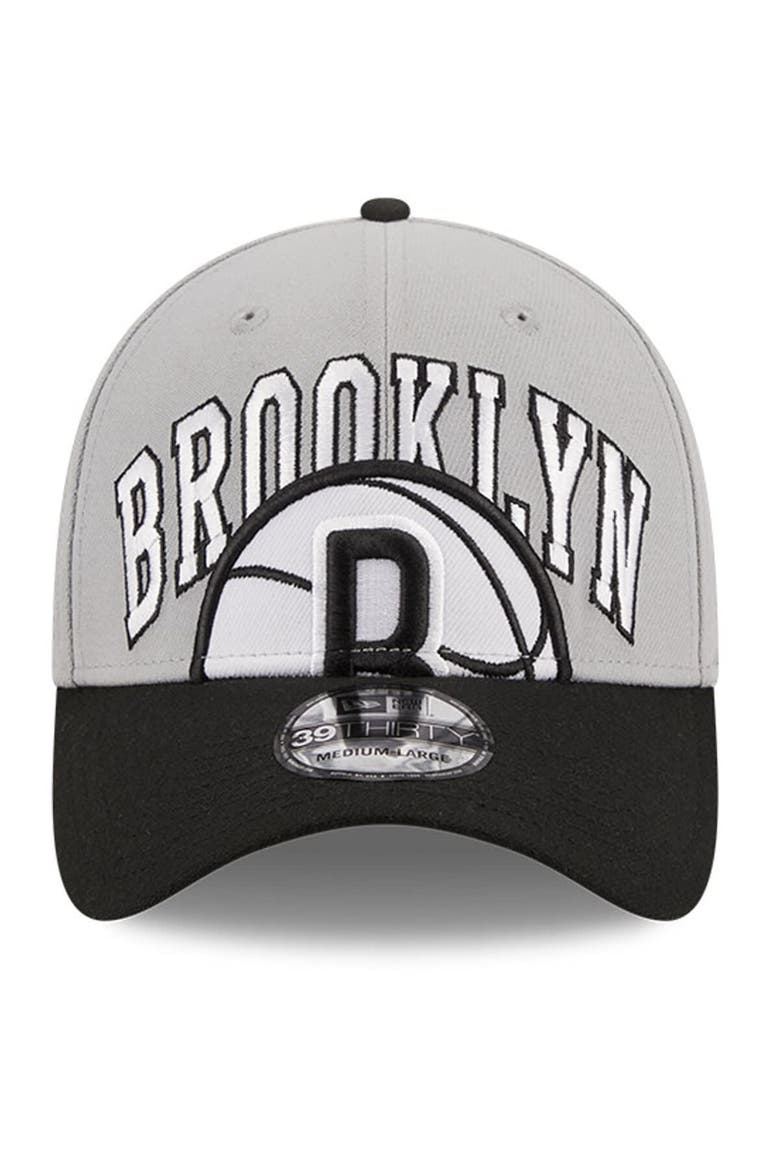 Men's New Era Gray/Black Brooklyn Nets Tip-Off Two-Tone 39THIRTY Flex Hat, Alternate, color, Gray
