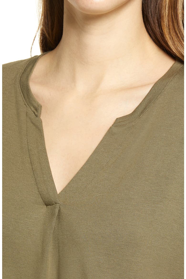 Signaturesoft Split Neck Top, Alternate, color, SAGED MOSS