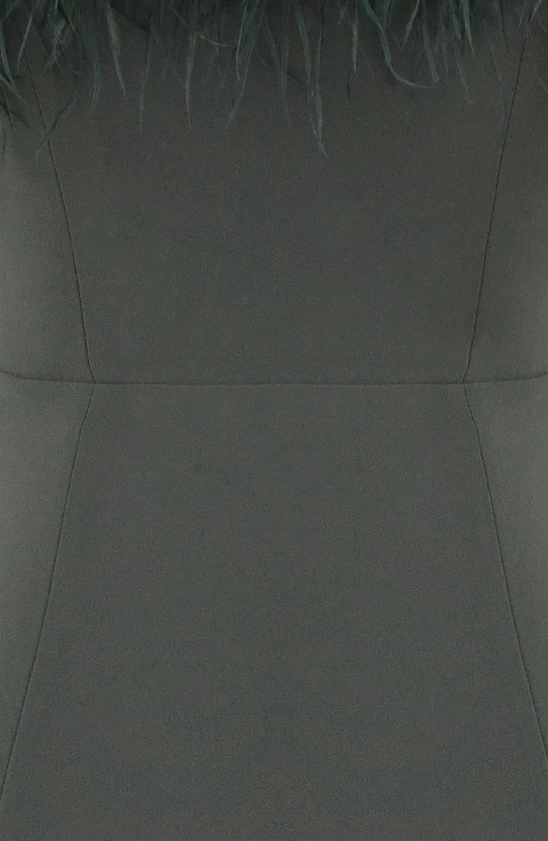 HOUSE OF CB Juliene Strapless Feather Bodice Crepe Cocktail Dress, Alternate, color, 