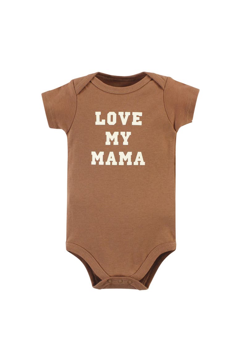 Essential Cotton Bodysuits 5-Piece Set, Alternate, color, Brown Navy Mamas Boy 5-Pack
