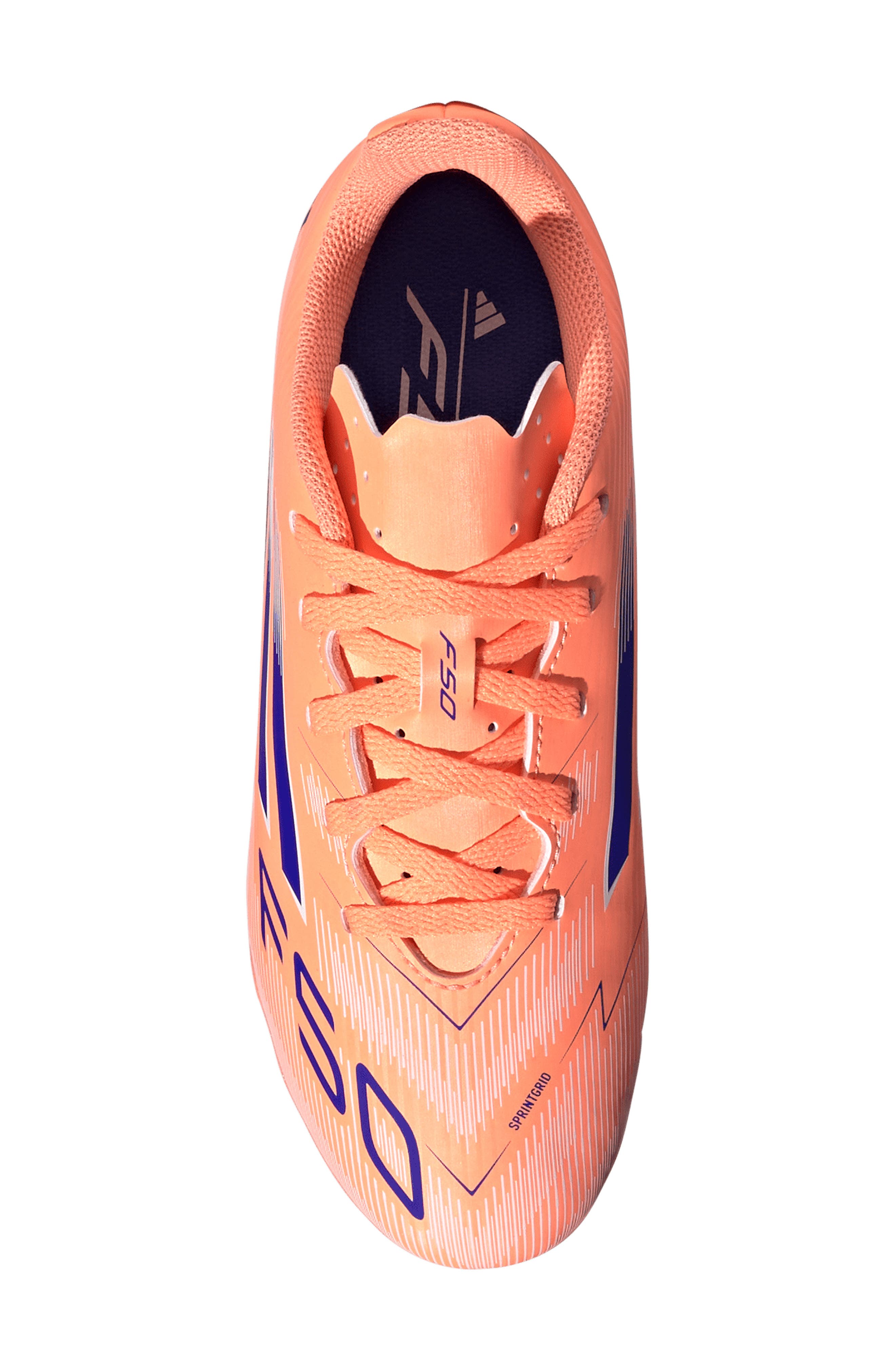 adidas Kids' F50 Club Firm/Multiground Soccer Cleat, Alternate, color, Beam Orange/ Lucid Blue/ White