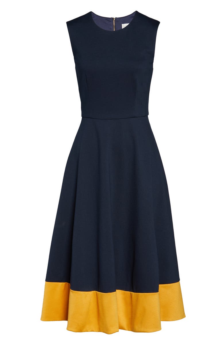 Eliza J Contrast Hem Sleeveless Midi Dress, Main, color, 