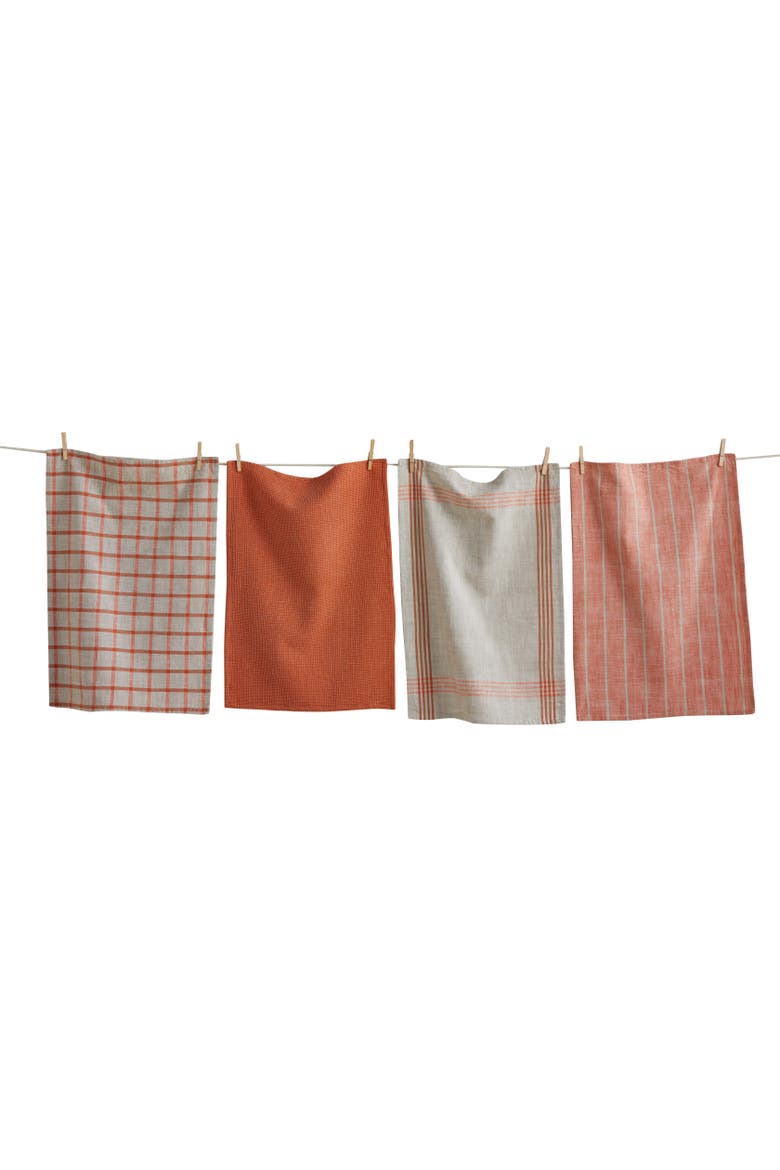 Canyon Woven Dishtowel Set/4 Melon Melon Cotton Everyday, Main, color, Orange