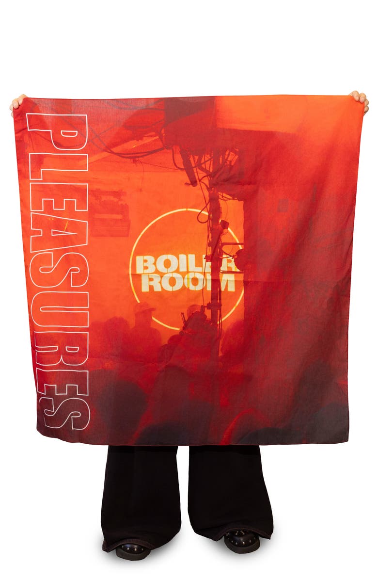 PLEASURES x Boiler Room Bandana Scarf, Alternate, color, Red Multi