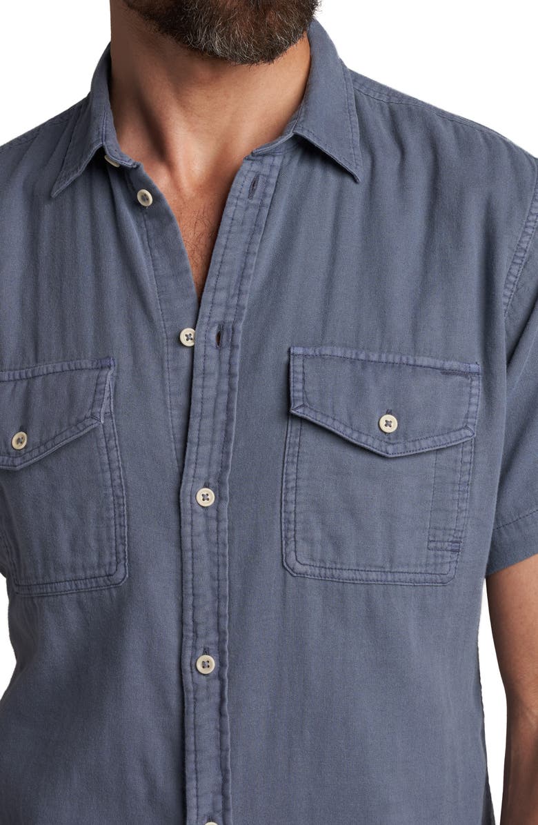 Rowan Leeds Cotton Gauze Short Sleeve Button-Up Shirt, Alternate, color, Pacific