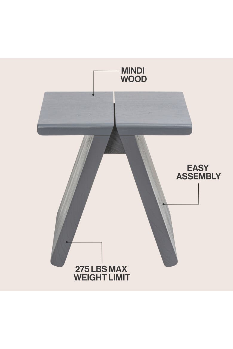 Jack Handcrafted Solid Wood Accent Stool, Minimalist A-Frame Backless Vanity Seat and Living Room Footstool, Alternate, color, Dark Gray
