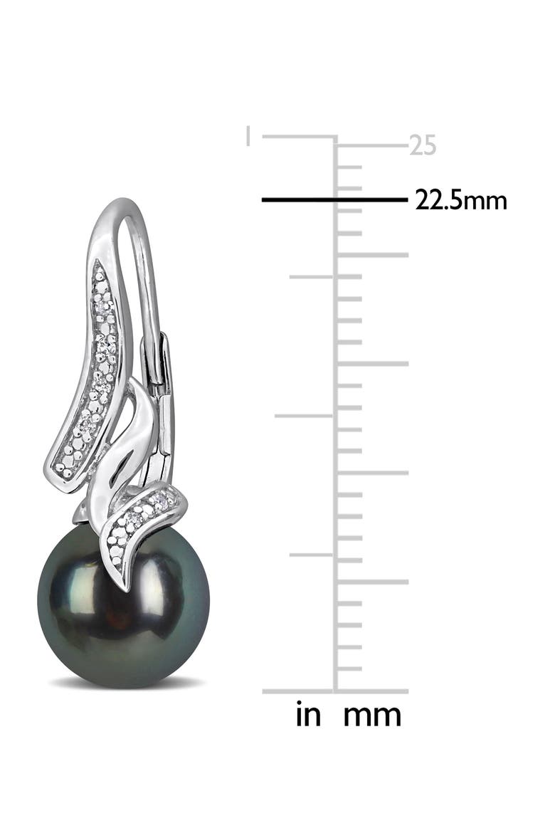 Tahitian Pearl & Diamond Drop Earrings, Alternate, color, BLACK